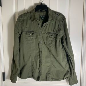 Eddie Bauer 100% Cotton Army Green Shirt Jacket/Shacket Size Large